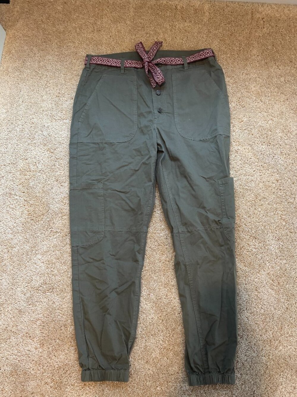 Sundance Cargo Pants, Button Fly, Olive Green Size 10
